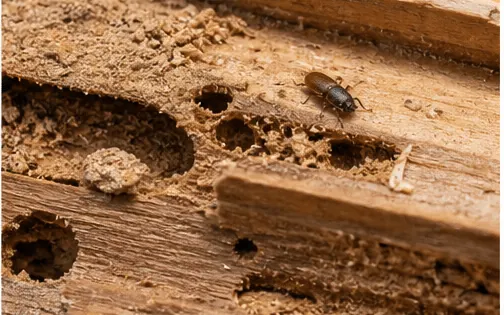 Furniture beetle and small exit holes in timber