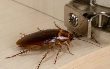 German cockroach, small and light brown with two dark stripes